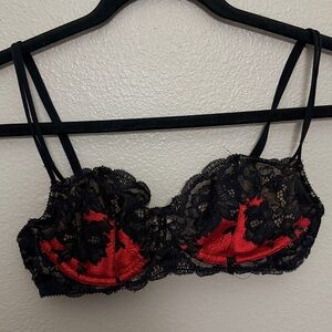 Victoria's Secret Black and Red Lace Bra